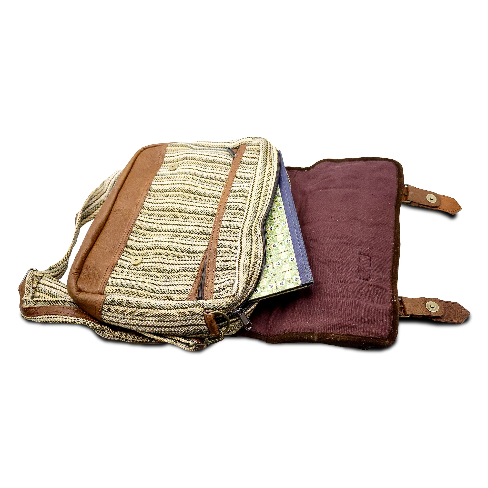Handmade Unisex Leather Hemp Backpack For Men & Women