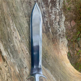 16 Inch Traditional Hand forged Single Handed Short Sword with Leather Sheath, Functional & Sharpened Carbon Steel, Easter Gift for Teen