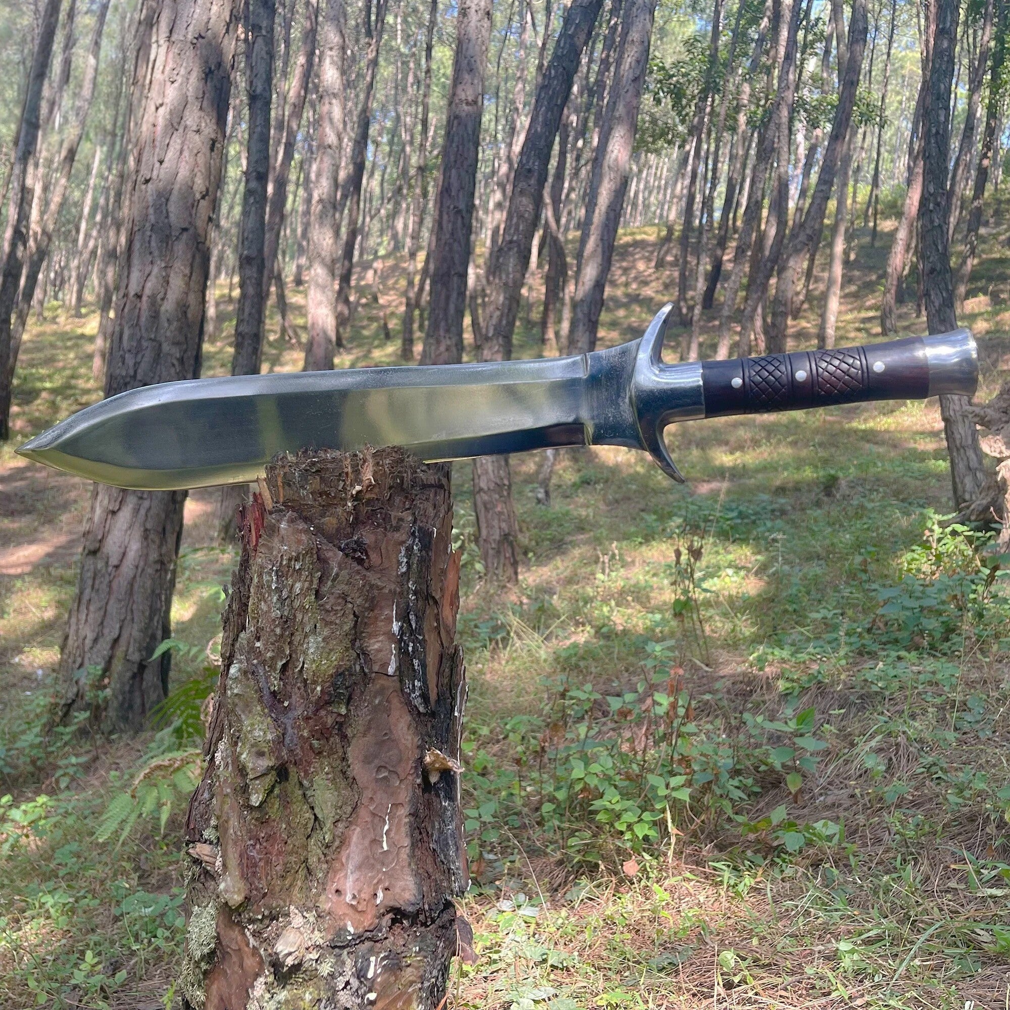 16 Inch Traditional Hand forged Single Handed Short Sword with Leather Sheath, Functional & Sharpened Carbon Steel, Easter Gift for Teen