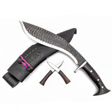 Custom Hand made Gurkha Knife | 11 Inches Katley Blade Black Knife - Leather Knife Sheath Hunting Camping Outdoor Kukri Knife - FWOSI