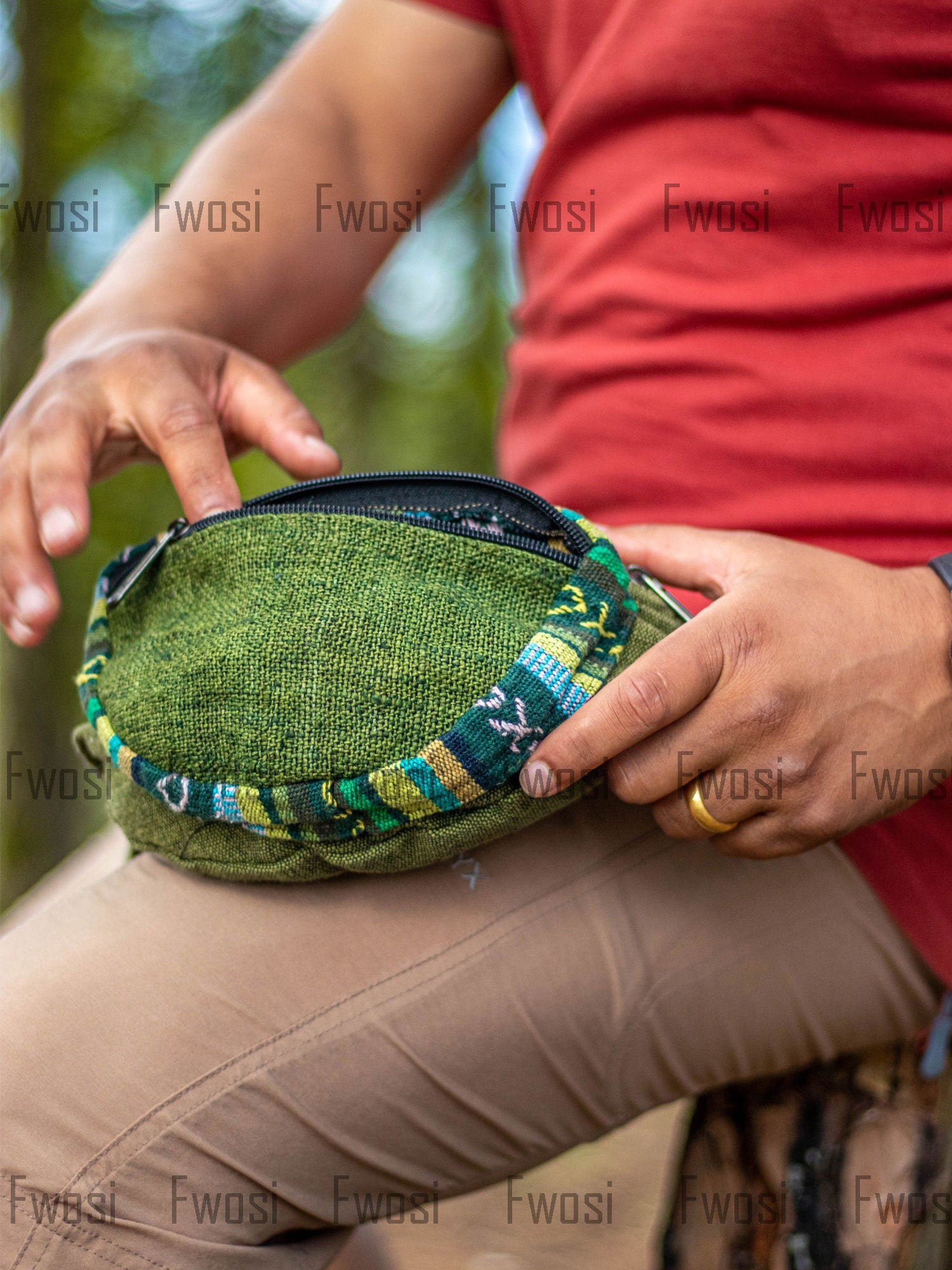 Green Hemp Fanny Pack - Fwosi
