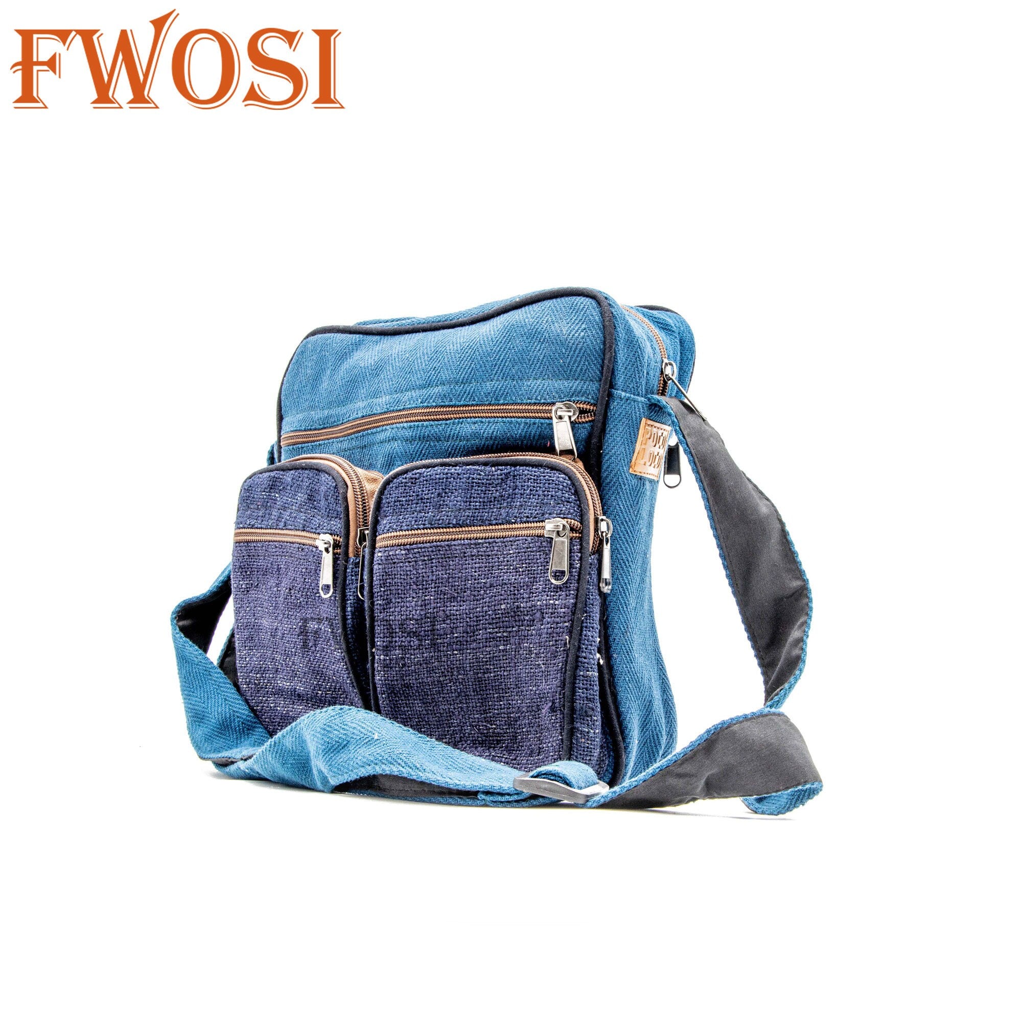 Blue Hemp Shoulder Crossbody Bag -FWOSI