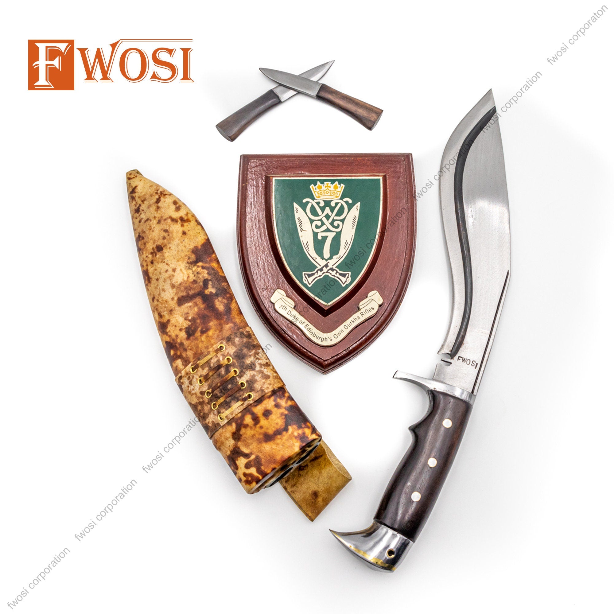 Authentic Gurkha Knife | 10 Inches American Eagle 1 Chira Leather Knife Sheath Wood 'The Survival Alive' Khukuri Knife - Handmade in Nepal - FWOSI