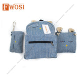 Fwosi Travel Trio Cotton Backpacks with 2 Mini Handbags