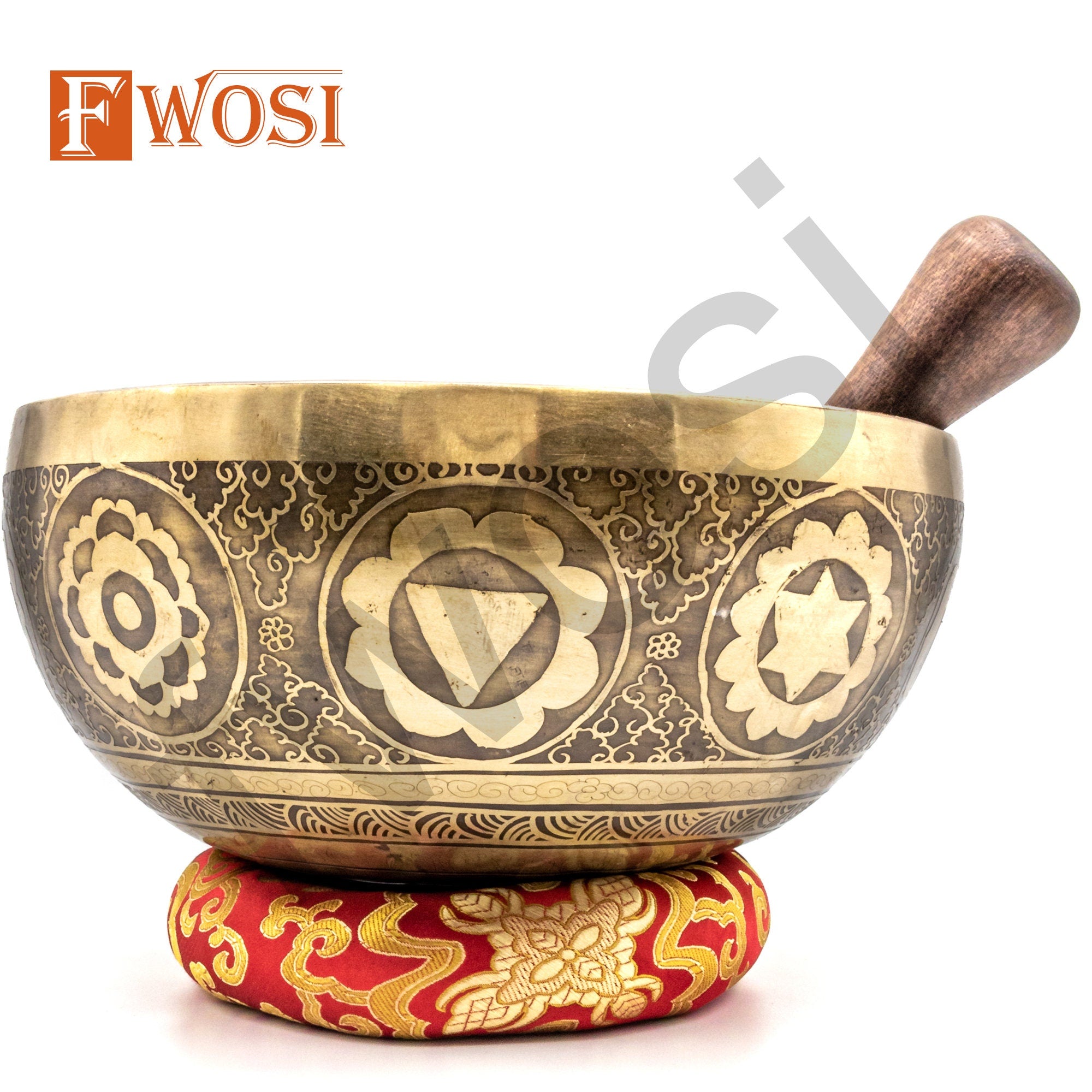10 Inch Full Moon Yogi Carving Tibetan Antique Singing Bowl