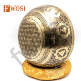10 Inch Full Moon Yogi Carving Tibetan Antique Singing Bowl