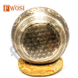 10 Inch Full Moon Yogi Carving Tibetan Antique Singing Bowl