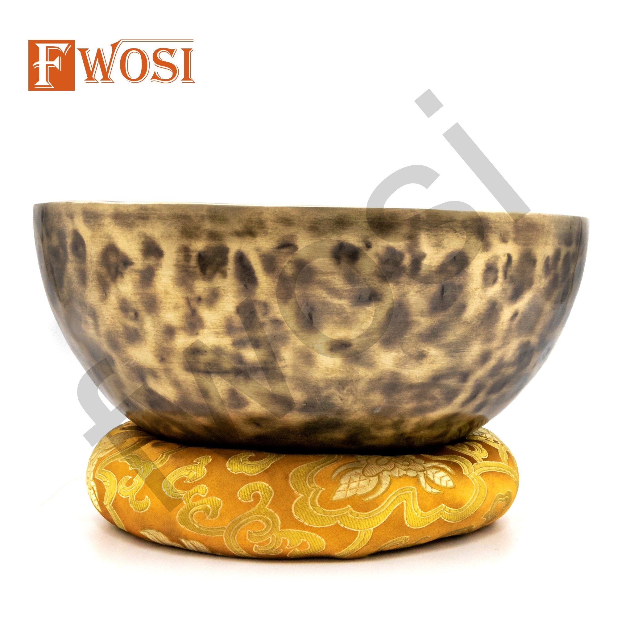9.5 Inch Full Moon Tibetan Singing Bowl Set | Antique Meditation Ring Sound Bowl for Yoga Chakra Healing | Offering Bowl | Mindfulness Gift