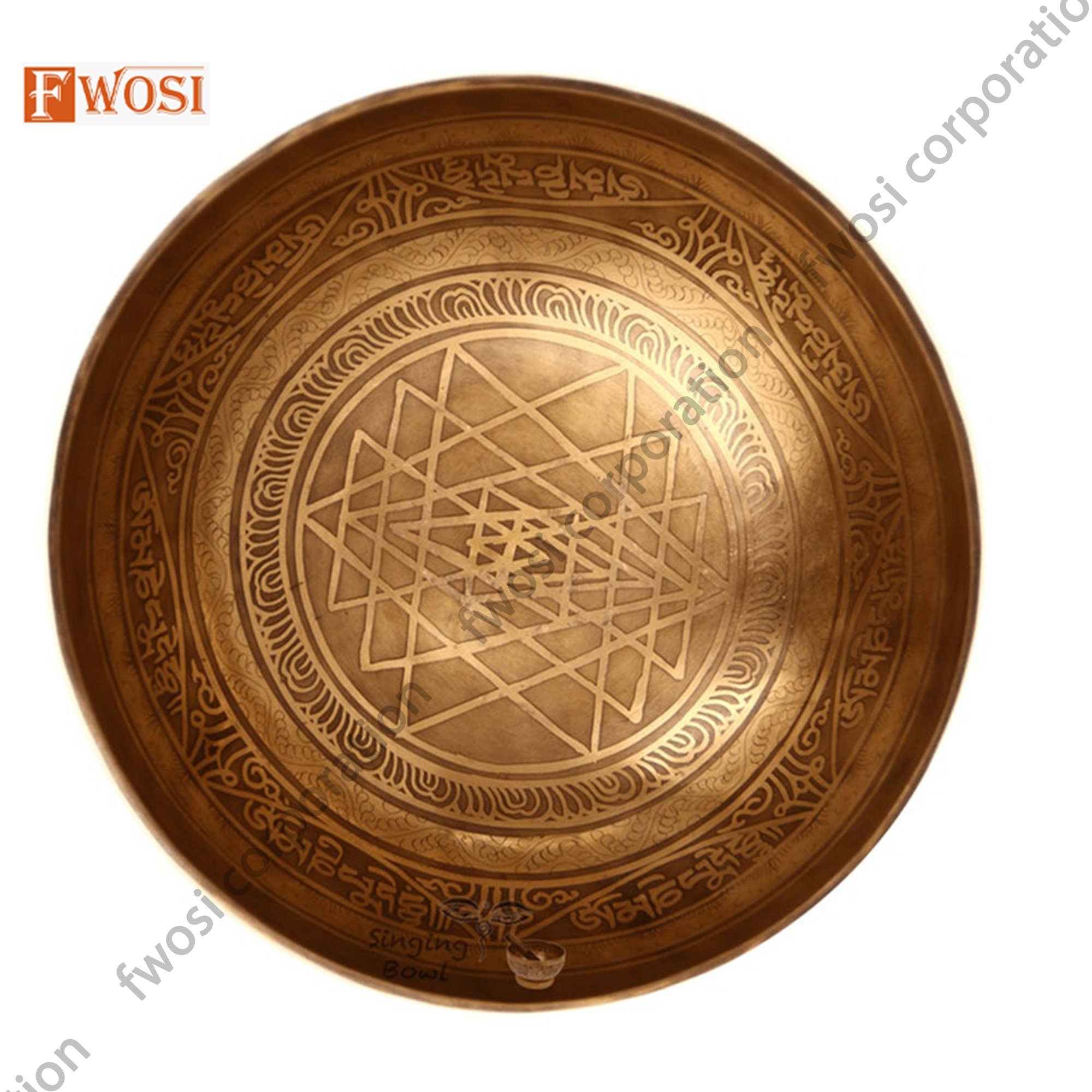 9.5 Inch Antique Tibetan Singing Bowl with Mallet | Meditation Bowl | Chakra Bowl | Yoga Singing Bowl | Mental Health Gift | Self-Care Gift - FWOSI