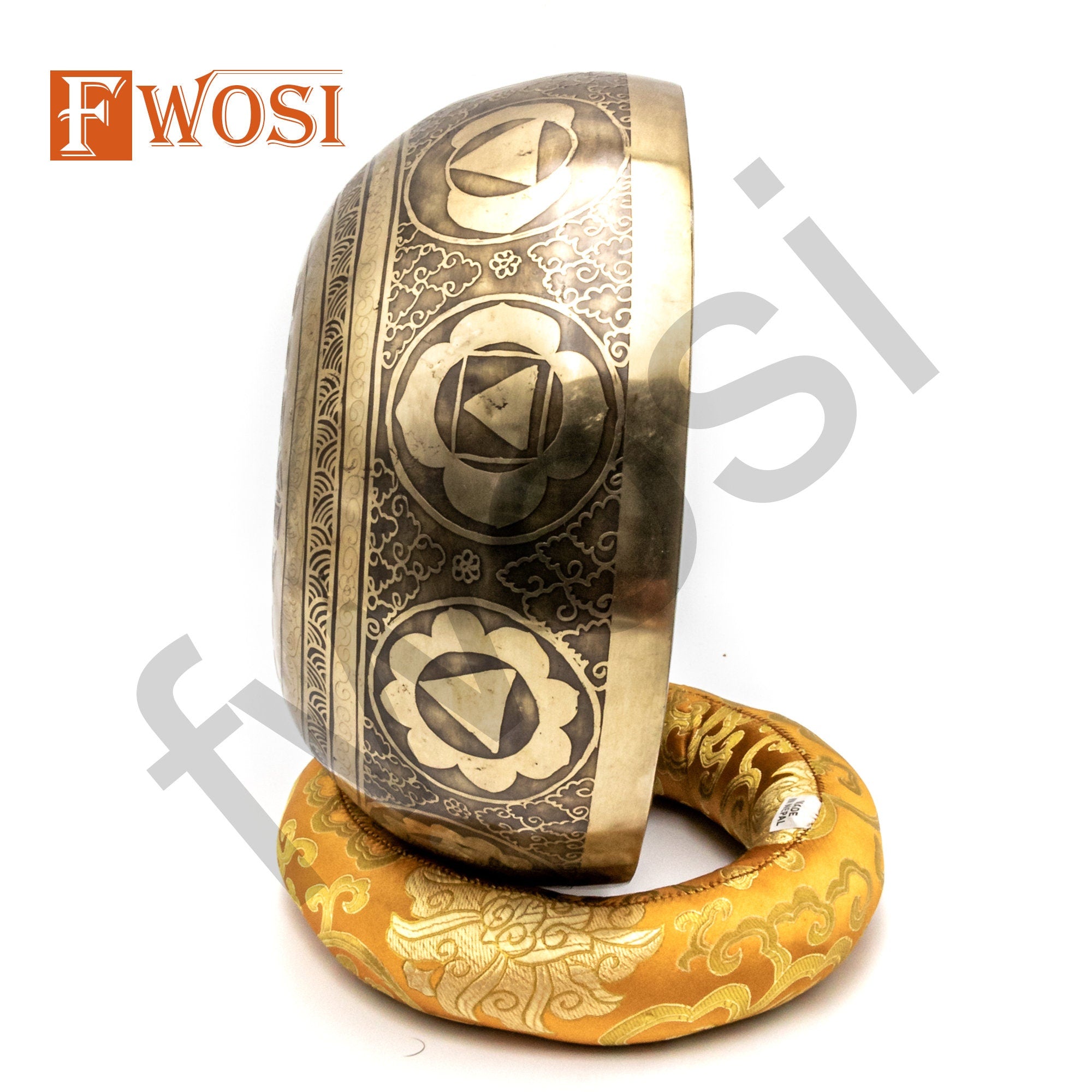 10 Inch Full Moon Yogi Carving Tibetan Antique Singing Bowl