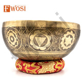 10 Inch Full Moon Yogi Carving Tibetan Antique Singing Bowl