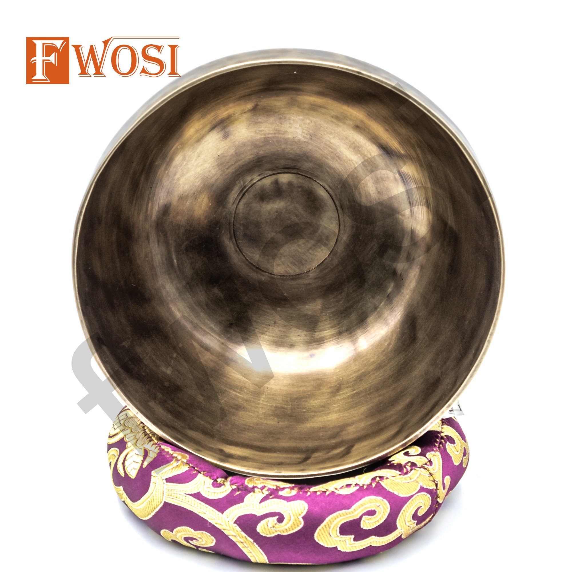 9.5 Inch Full Moon Tibetan Singing Bowl Set | Antique Meditation Ring Sound Bowl for Yoga Chakra Healing | Offering Bowl | Mindfulness Gift