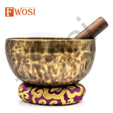 9.5 Inch Full Moon Tibetan Singing Bowl Set | Antique Meditation Ring Sound Bowl for Yoga Chakra Healing | Offering Bowl | Mindfulness Gift