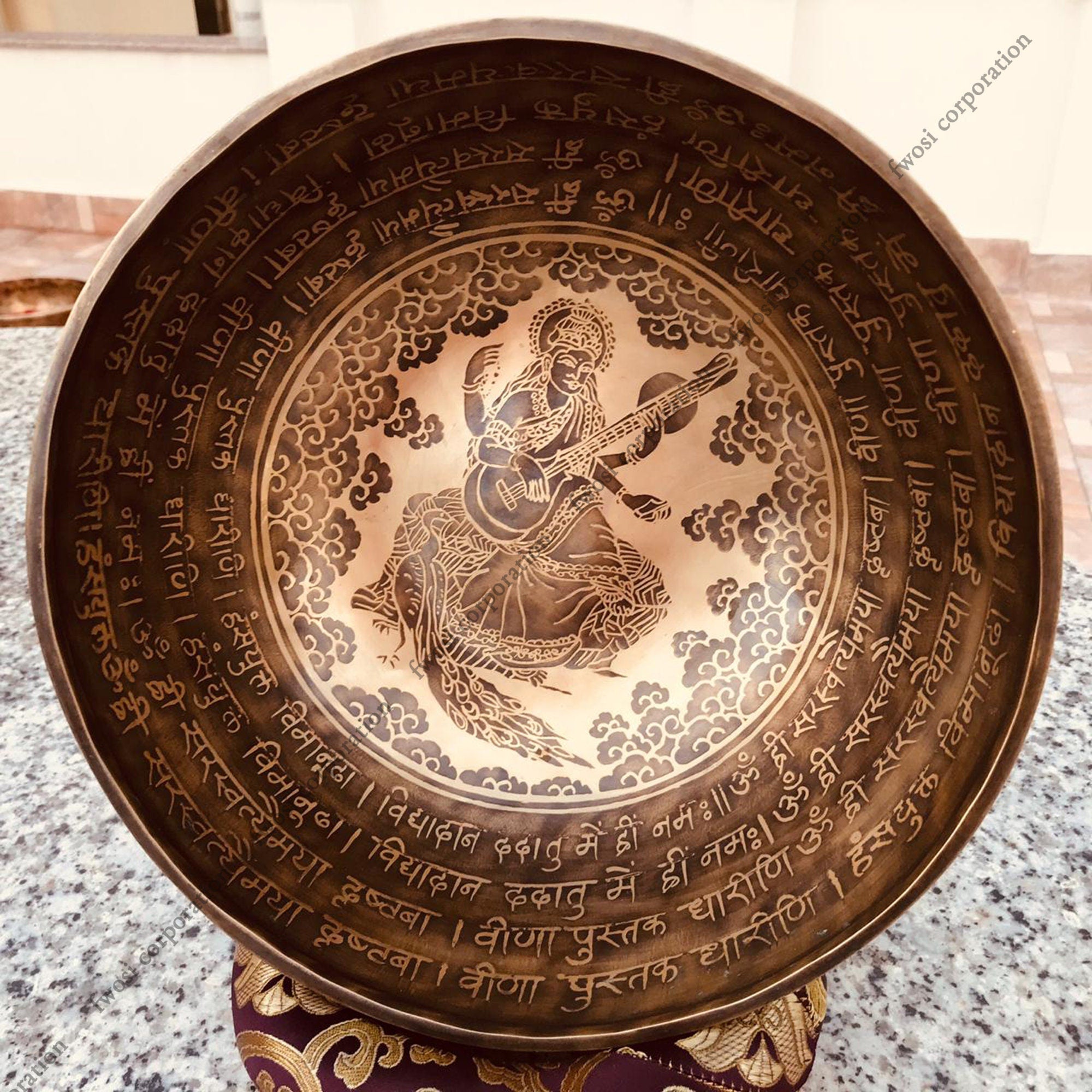 10.5 Inch Antique Tibetan Singing Bowl with Mallet | Meditation Bowl | Chakra Bowl | Yoga Singing Bowl | Mental Health Gift | Self-Care Gift - FWOSI