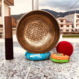 8.5 Inch Antique Tibetan Singing Bowl with Mallet | Meditation Bowl | Chakra Bowl | Yoga Singing Bowl | Mental Health Gift | Self-Care Gift - FWOSI