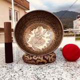 10.5 Inch Antique Tibetan Singing Bowl with Mallet | Meditation Bowl | Chakra Bowl | Yoga Singing Bowl | Mental Health Gift | Self-Care Gift - FWOSI