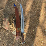 19 Inch Hand forged Sword, Machete Survival Tool, Truck Leaf Spring, Full Tang Knife, Balance water tempered, Sharpen,  Ready to Use - FWOSI