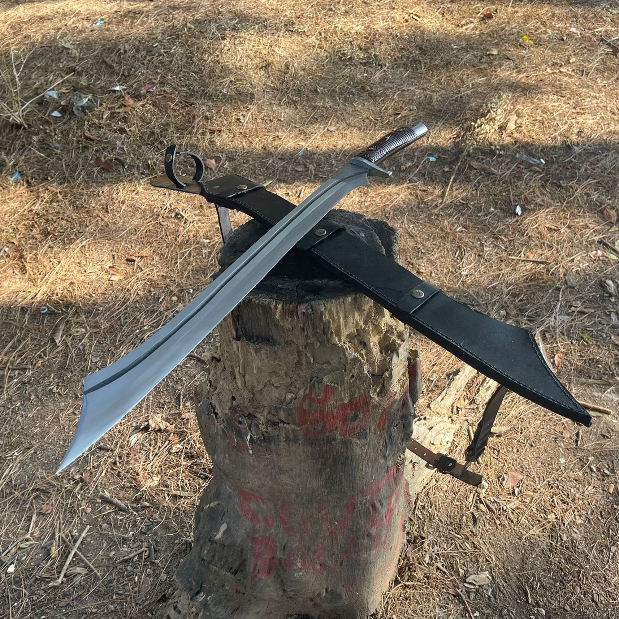 25 Inch Hand forged Machete, Survival Tool, Truck Leaf Spring, Full Tang Knife, Balance water tempered, Sharpen,  Ready to Use - FWOSI