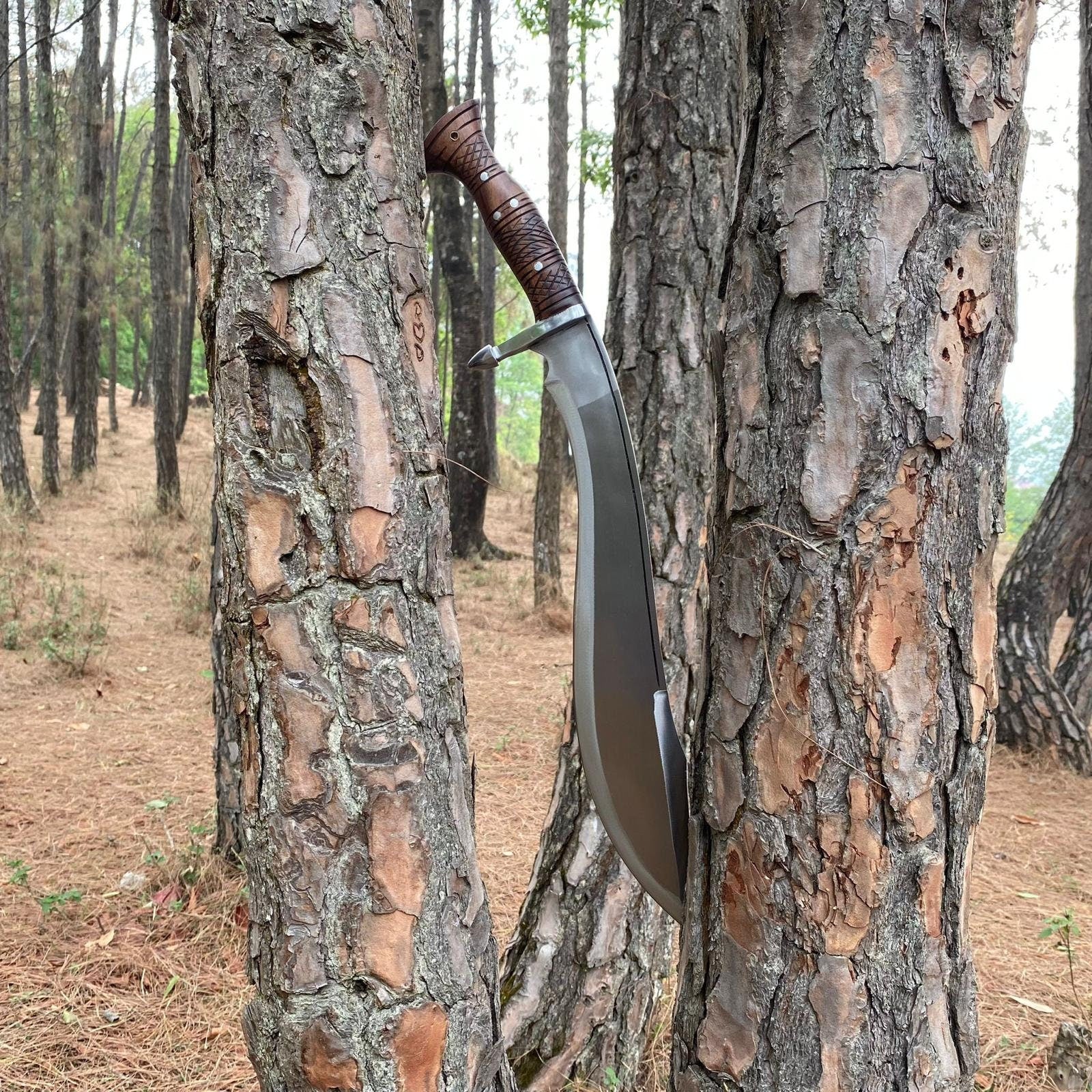 18 Inch Hand forged Machete, Full Tang Knife, Balance water tempered, Sharpen, Survival Tool, Truck Leaf Spring, Ready to Use Kukri Knife - FWOSI