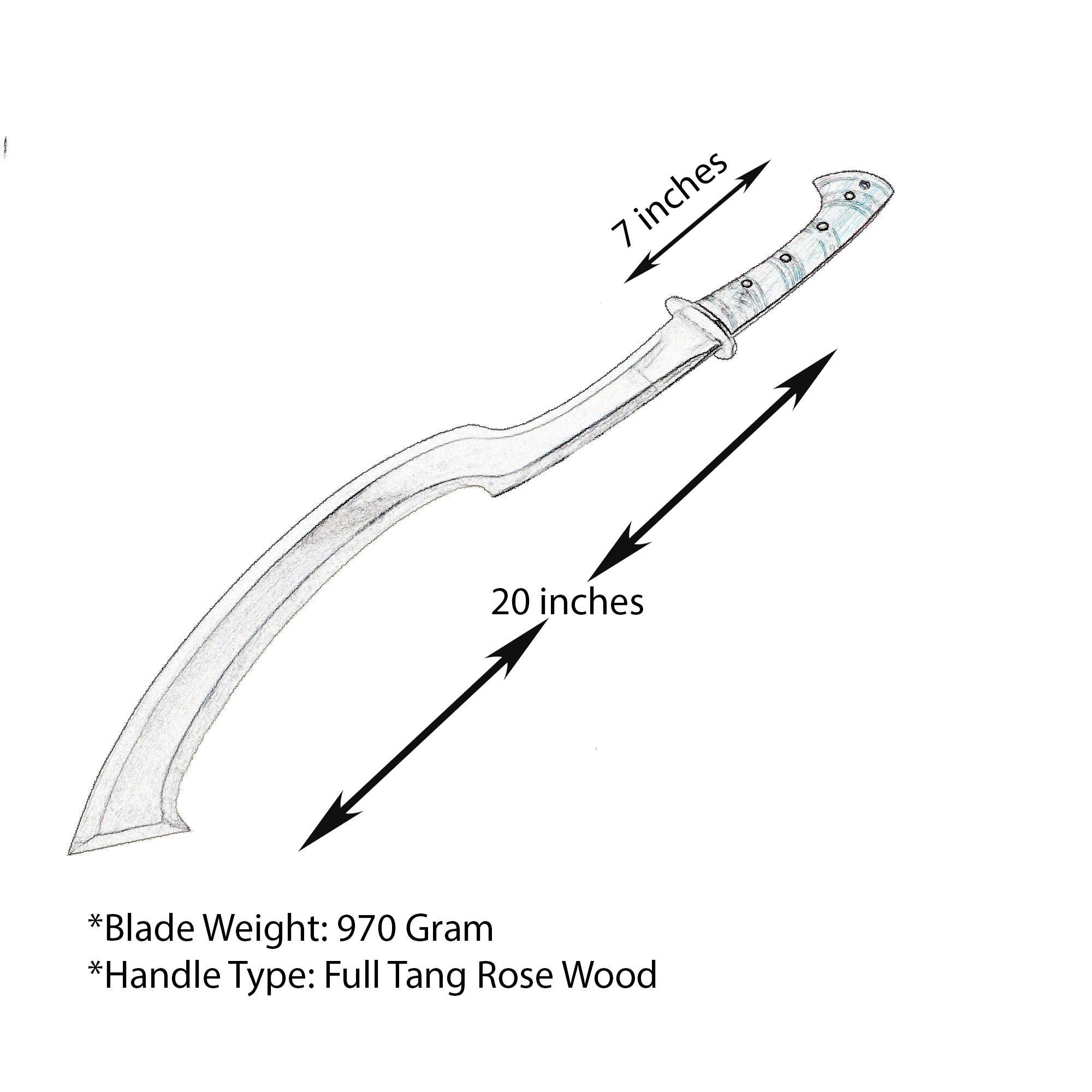 20 inches Blade forged Kopis-Truck Leaf spring, Balance water tempered-Ready to use - FWOSI