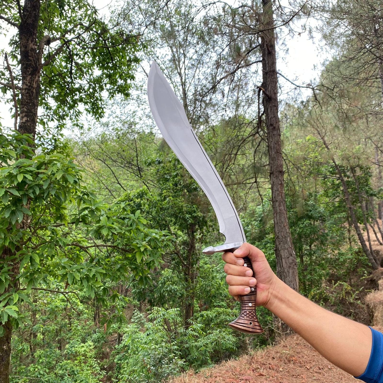 18 Inch Hand forged Machete, Full Tang Knife, Balance water tempered, Sharpen, Survival Tool, Truck Leaf Spring, Ready to Use Kukri Knife - FWOSI