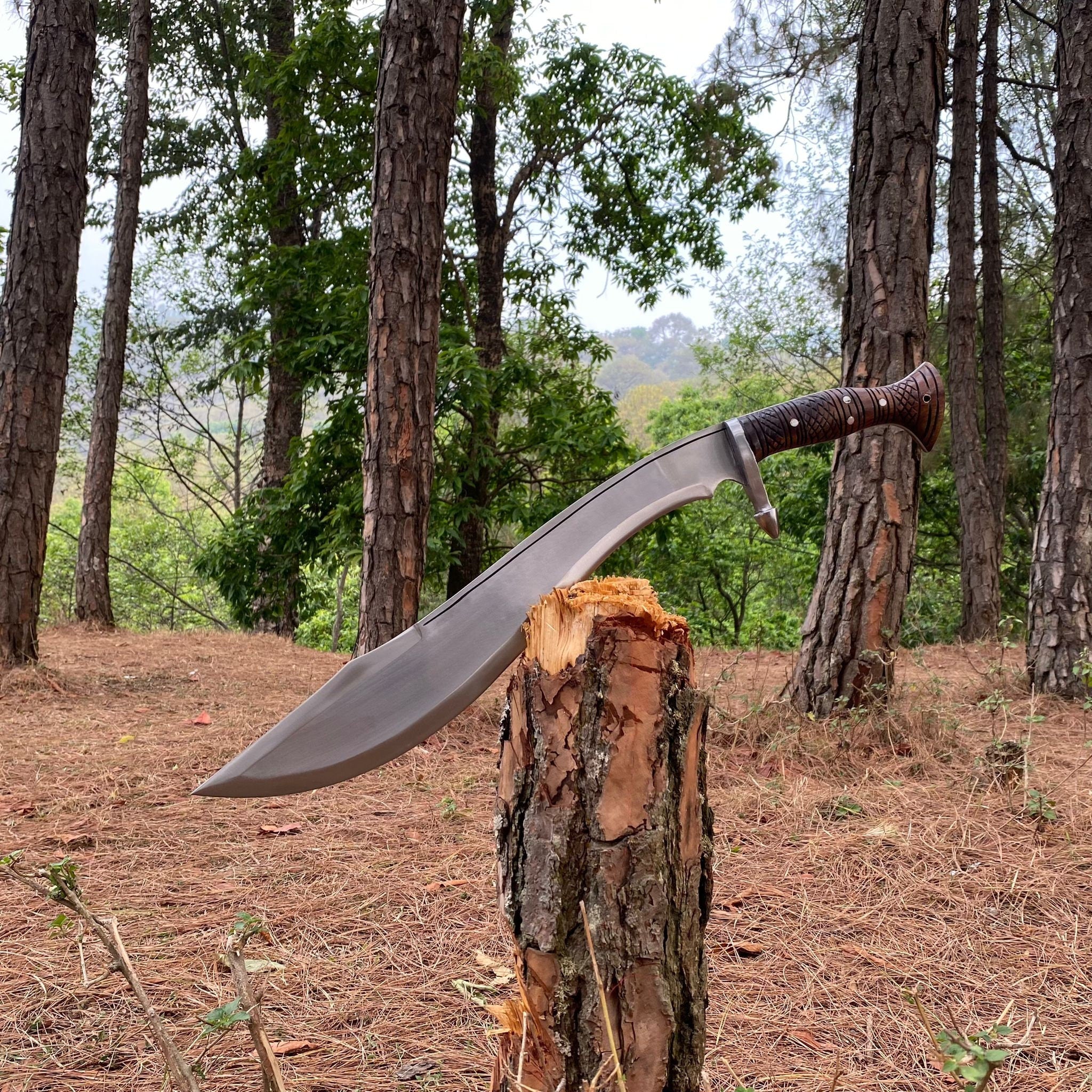 18 Inch Hand forged Machete, Full Tang Knife, Balance water tempered, Sharpen, Survival Tool, Truck Leaf Spring, Ready to Use Kukri Knife - FWOSI