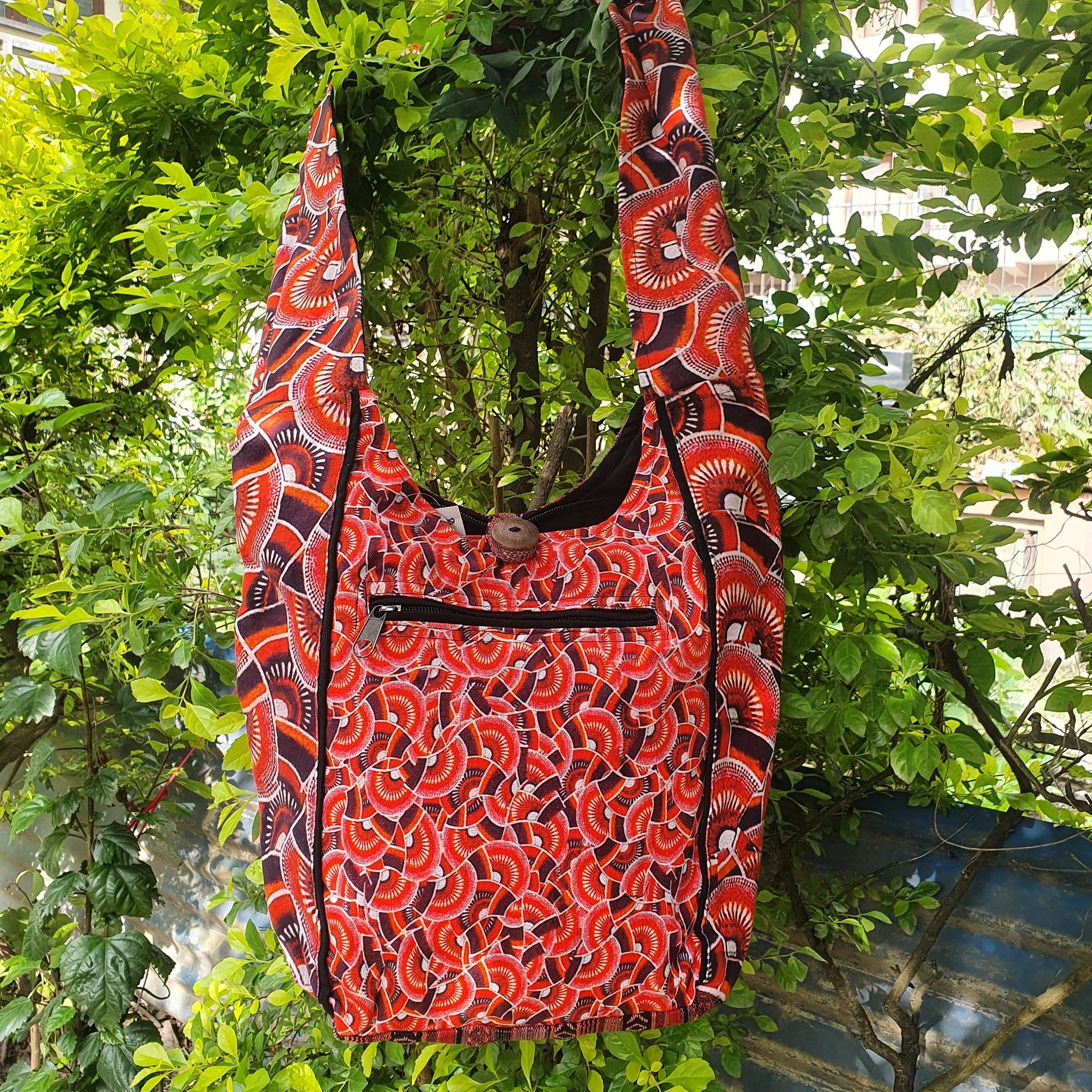 Screen Print Cotton Crossbody Bag - FWOSI