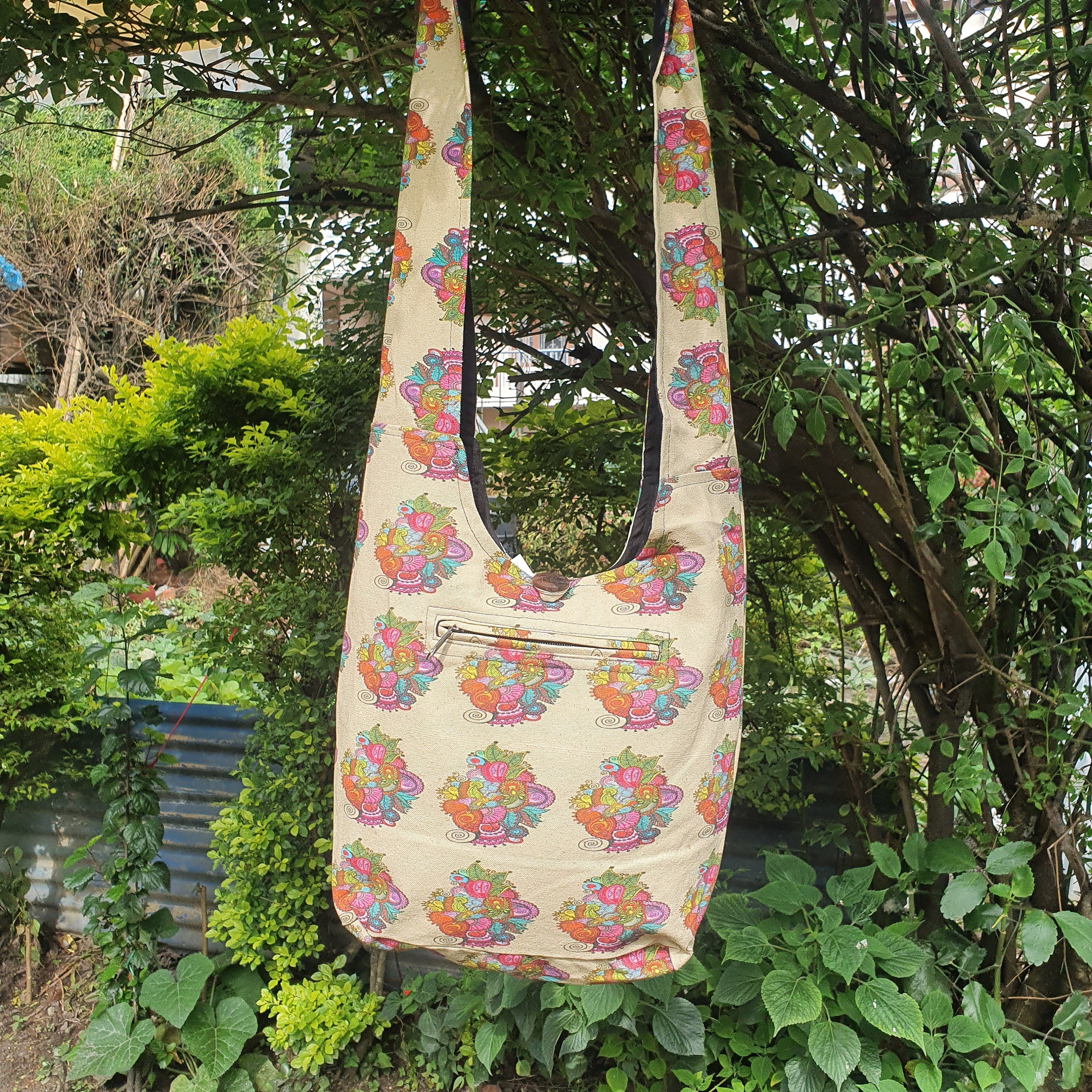 Unisex Cotton Patchwork Shoulder Bag - FWOSI