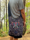 Elephant Print Cotton Shoulder Bag - FWOSI