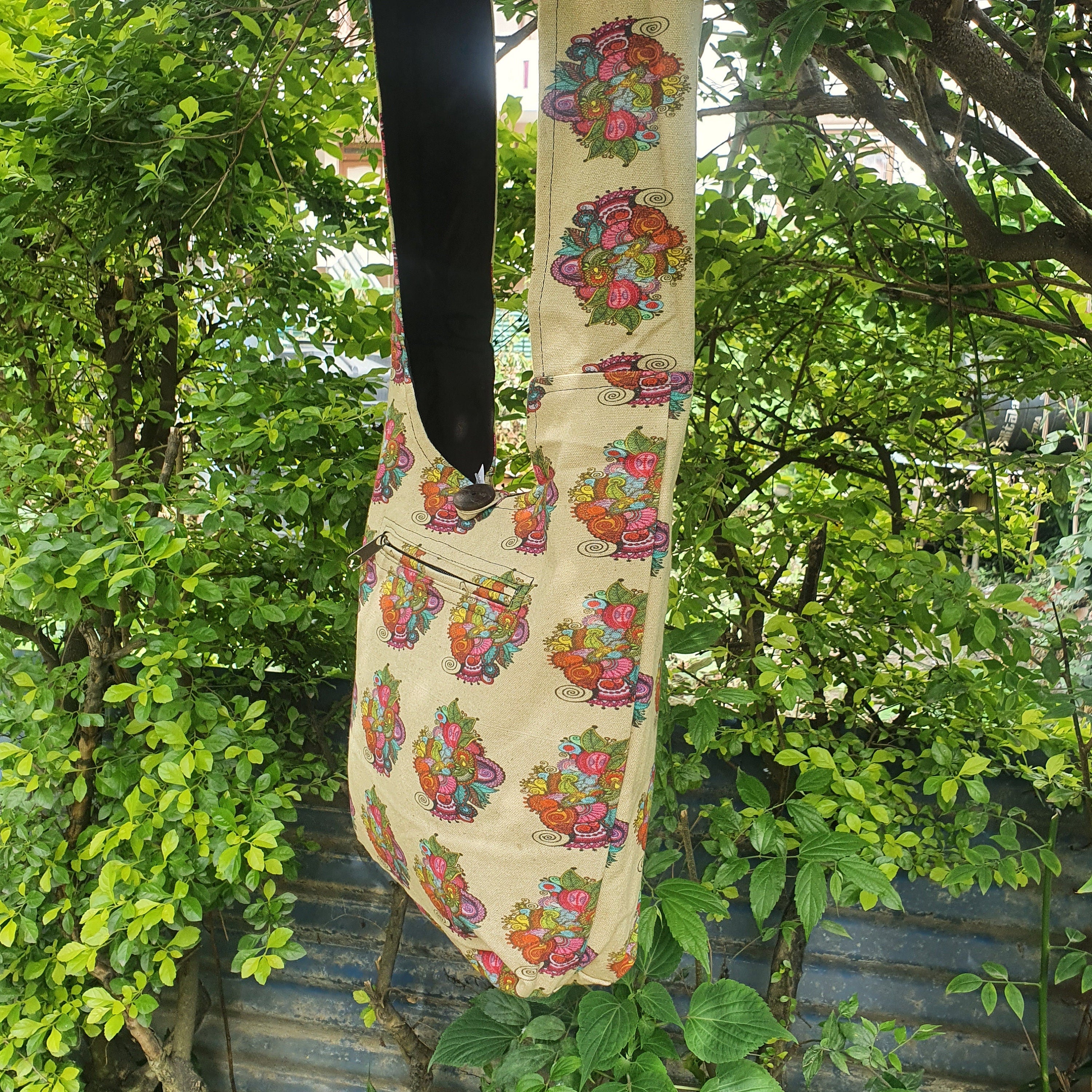 Unisex Cotton Patchwork Shoulder Bag - FWOSI