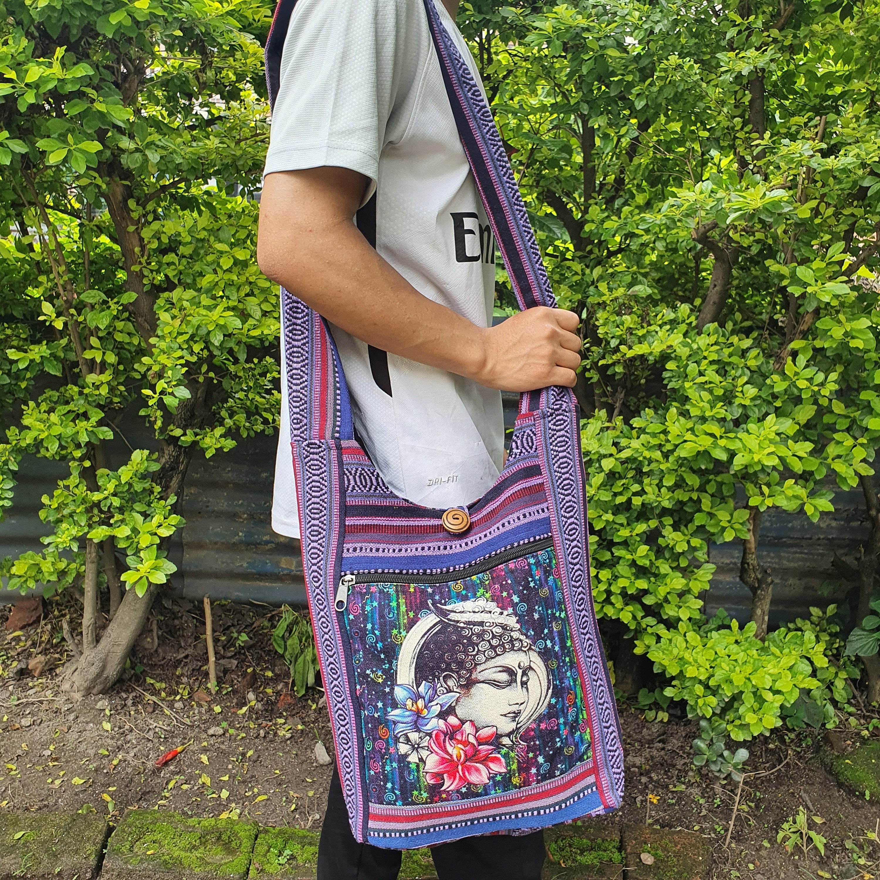 Art Print Cotton Shoulder Bag - FWOSI