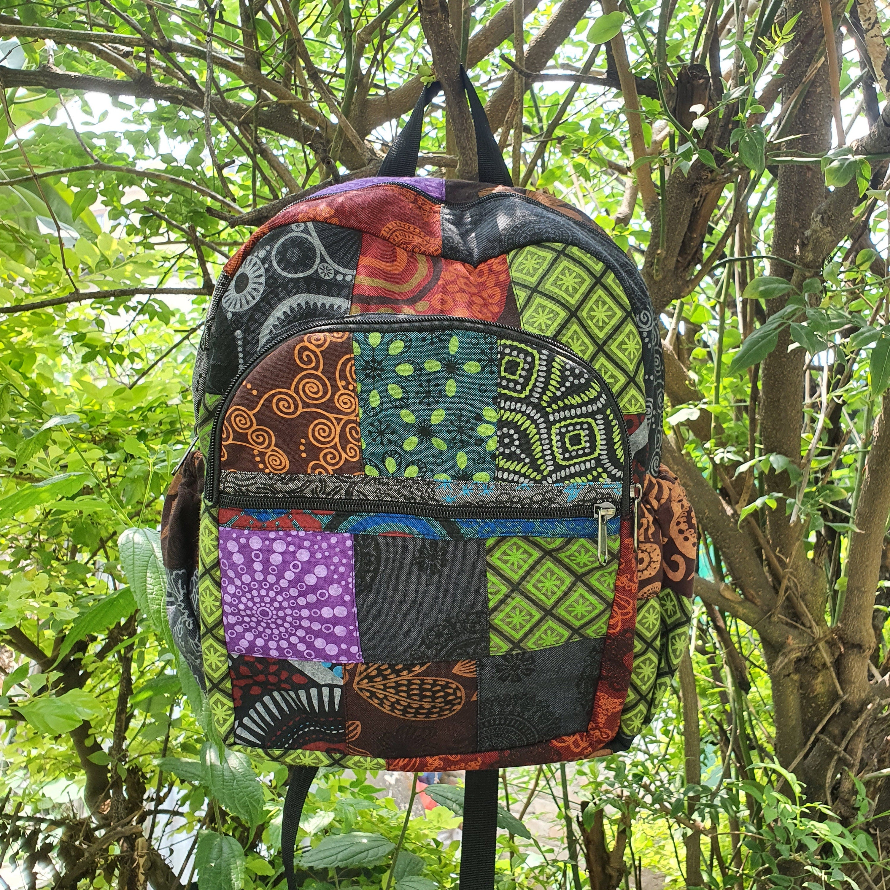 Cotton Patchwork Backpack Festival Bag - FWOSI