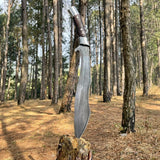 Hand Forged kukri Machete, 15.5" Blade Bowie knife, Jeep Leaf Spring, Balance water tempered, full tang-Sharpen, Ready to use