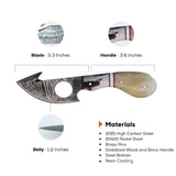 3.5 Inch Tuskline Damascus Steel Talon Ring with Bold Design