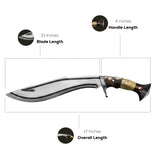 13-Inch Handmade Gurkha Kukri Knife with Leather Sheath | Collectible & Gift - FWOSI