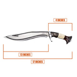 13-Inch Handmade Gurkha Kukri Knife with Leather Sheath | Collectible & Gift - FWOSI