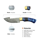 4 Inch Abyss Damascus Gut Hook Knife with Strong Blade - FWOSI