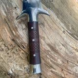 16 Inch Traditional Hand forged Single Handed Short Sword with Leather Sheath, Functional & Sharpened Carbon Steel, Easter Gift for Teen - FWOSI