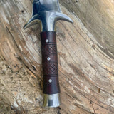 16 Inch Traditional Hand forged Single Handed Short Sword with Leather Sheath, Functional & Sharpened Carbon Steel, Easter Gift for Teen - FWOSI