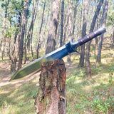 16 Inch Traditional Hand forged Single Handed Short Sword with Leather Sheath, Functional & Sharpened Carbon Steel, Easter Gift for Teen - FWOSI