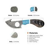 3.2 Inch Turquoise Damascus Steel Talon Ring with Unique Inlay