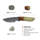 4 Inch Sunset Dune Damascus Knife - Fixed Blade with Low Belly Design - FWOSI