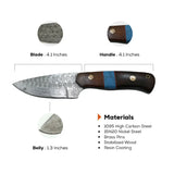 4.1 Inch Canyon Turquoise Damascus Drop Point Fixed Blade Knife - FWOSI
