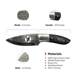 4 Inch Stormwing Scout Damascus Fixed Blade Knife for Field