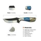 3 Inch Glacier Scythe Damascus Fixed Blade Knife with Power - FWOSI