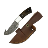 3.5 Inch Savanna Fang Damascus Gut Hook Knife with Sharp Edge - FWOSI