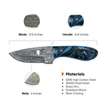 4 Inch Damascus Fixed Blade Knife - Maelstrom Scout for Survival - FWOSI