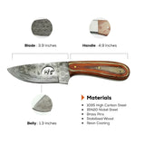 4 Inch Frontier Vista Damascus Fixed Blade Knife for Outdoors - FWOSI