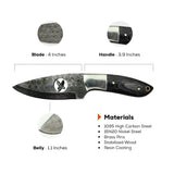 4 Inch Stormwing Scout Damascus Fixed Blade Knife for Field - FWOSI