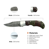 3 Inches Stripe Ridge Damascus Folding Knife with Modern Design